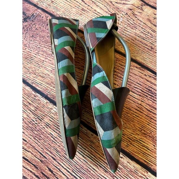 J Crew Audrey Flats Ratti Graphic Diamond‎ Print Green Brown - Picture 9 of 15